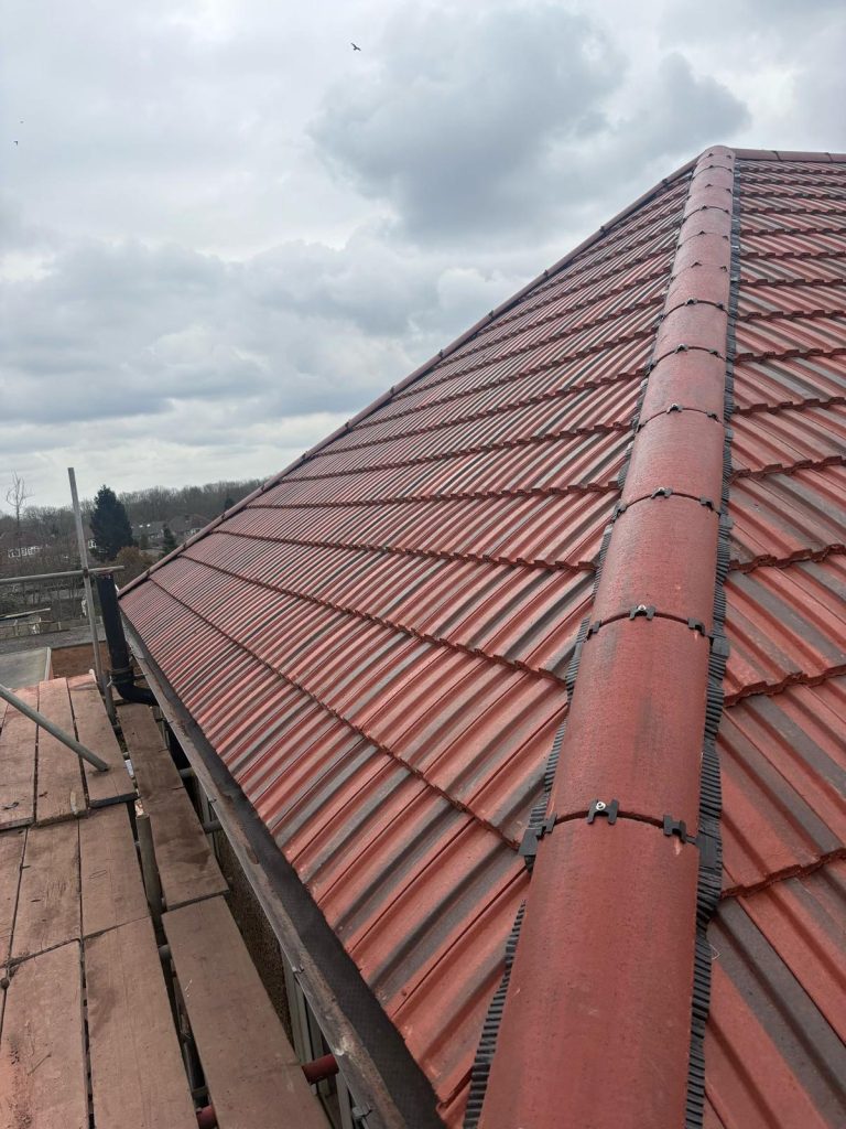 new tile roof installed