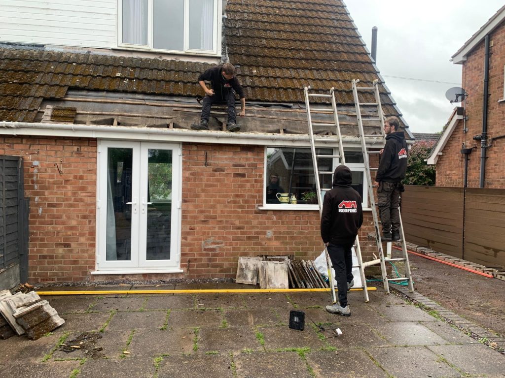 roof repair in progress